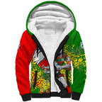 South Sydney Rabbitohs Sherpa Hoodie Golden Wattle Floral Polynesian - Australian Flower - Rugby Mascot