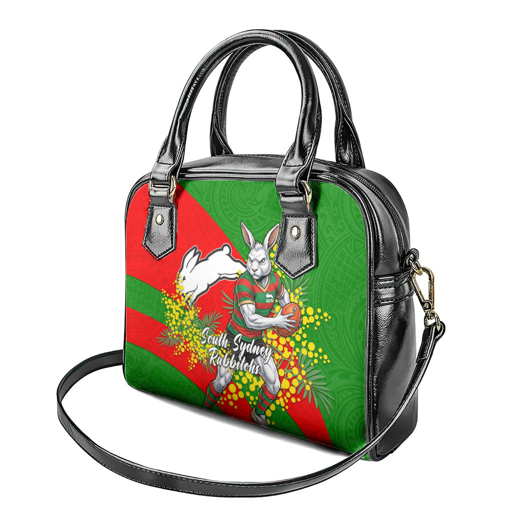 South Sydney Rabbitohs Shoulder Handbag Golden Wattle Floral Polynesian - Australian Flower - Rugby Mascot