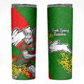 South Sydney Rabbitohs Skinny Tumbler Golden Wattle Floral Polynesian - Australian Flower - Rugby Mascot