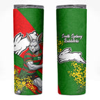 South Sydney Rabbitohs Skinny Tumbler Golden Wattle Floral Polynesian - Australian Flower - Rugby Mascot