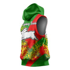 South Sydney Rabbitohs Sleeveless Hoodie Golden Wattle Floral Polynesian - Australian Flower - Rugby Mascot