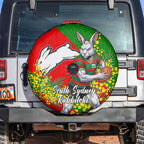 South Sydney Rabbitohs Spare Tire Cover Golden Wattle Floral Polynesian - Australian Flower - Rugby Mascot