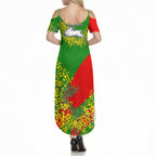 South Sydney Rabbitohs Summer Maxi Dress Golden Wattle Floral Polynesian - Australian Flower - Rugby Mascot