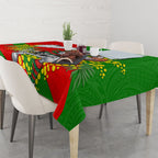 South Sydney Rabbitohs Tablecloth Golden Wattle Floral Polynesian - Australian Flower - Rugby Mascot