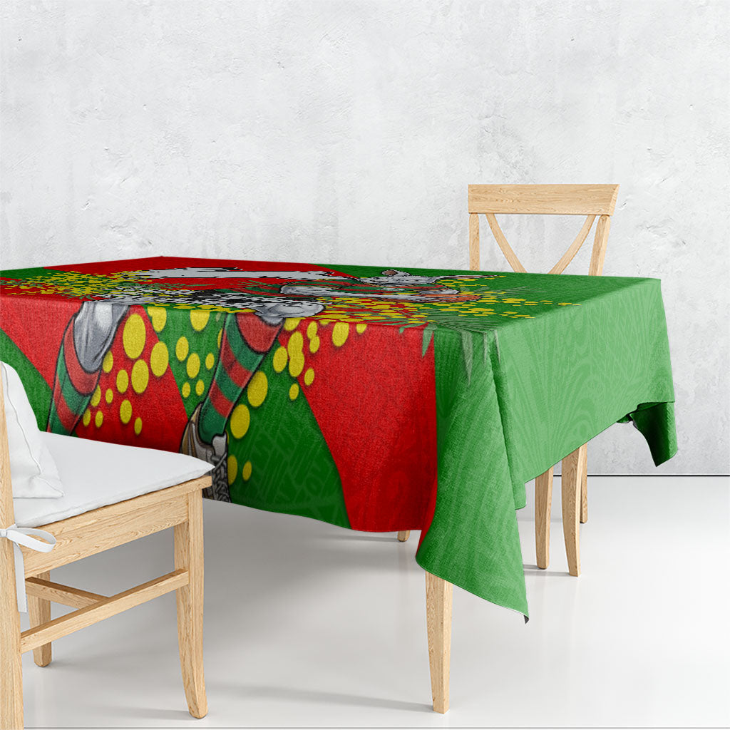 South Sydney Rabbitohs Tablecloth Golden Wattle Floral Polynesian - Australian Flower - Rugby Mascot