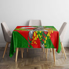 South Sydney Rabbitohs Tablecloth Golden Wattle Floral Polynesian - Australian Flower - Rugby Mascot