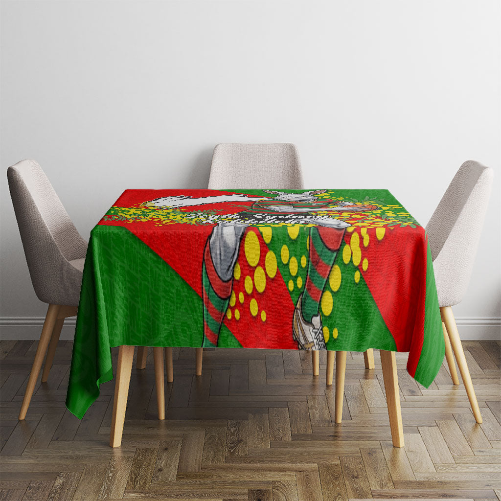 South Sydney Rabbitohs Tablecloth Golden Wattle Floral Polynesian - Australian Flower - Rugby Mascot