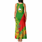 South Sydney Rabbitohs Tank Maxi Dress Golden Wattle Floral Polynesian - Australian Flower - Rugby Mascot