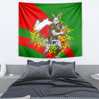 South Sydney Rabbitohs Tapestry Golden Wattle Floral Polynesian - Australian Flower - Rugby Mascot