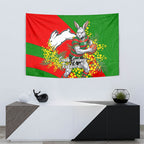 South Sydney Rabbitohs Tapestry Golden Wattle Floral Polynesian - Australian Flower - Rugby Mascot