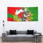 South Sydney Rabbitohs Tapestry Golden Wattle Floral Polynesian - Australian Flower - Rugby Mascot