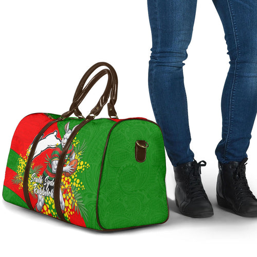 South Sydney Rabbitohs Travel Bag Golden Wattle Floral Polynesian - Australian Flower - Rugby Mascot