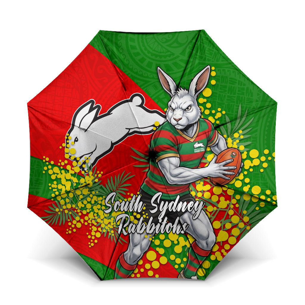 South Sydney Rabbitohs Umbrella Golden Wattle Floral Polynesian - Australian Flower - Rugby Mascot