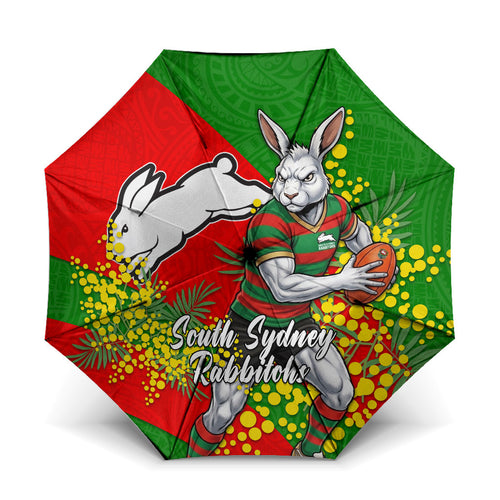 South Sydney Rabbitohs Umbrella Golden Wattle Floral Polynesian - Australian Flower - Rugby Mascot