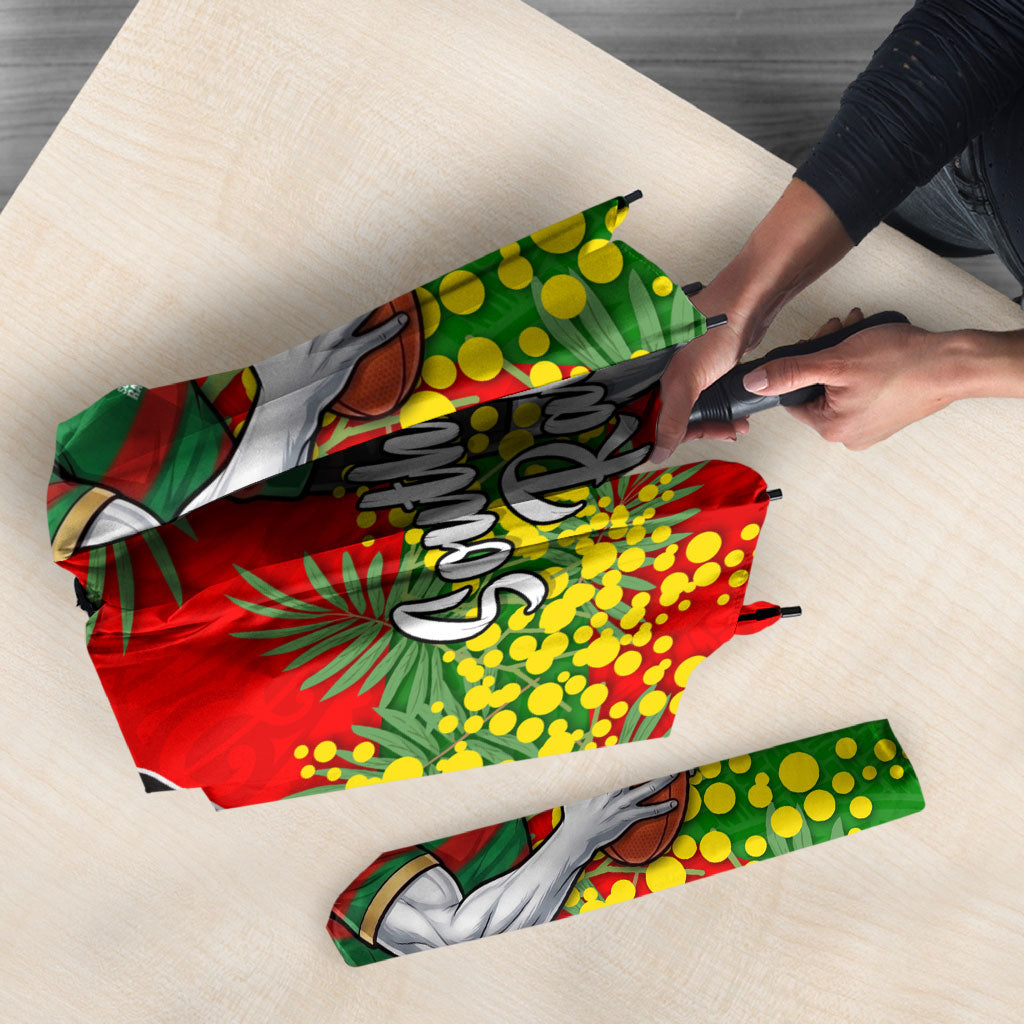 South Sydney Rabbitohs Umbrella Golden Wattle Floral Polynesian - Australian Flower - Rugby Mascot