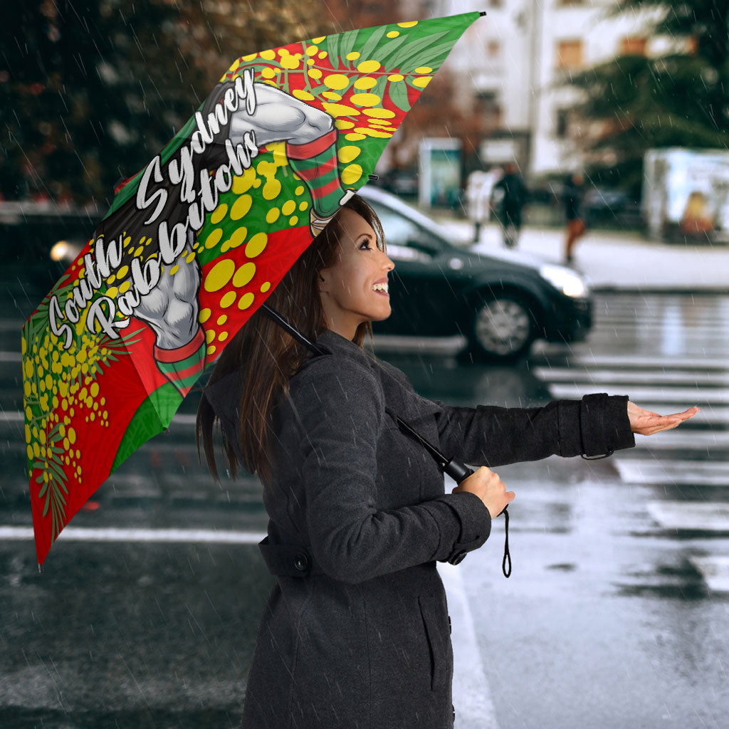 South Sydney Rabbitohs Umbrella Golden Wattle Floral Polynesian - Australian Flower - Rugby Mascot