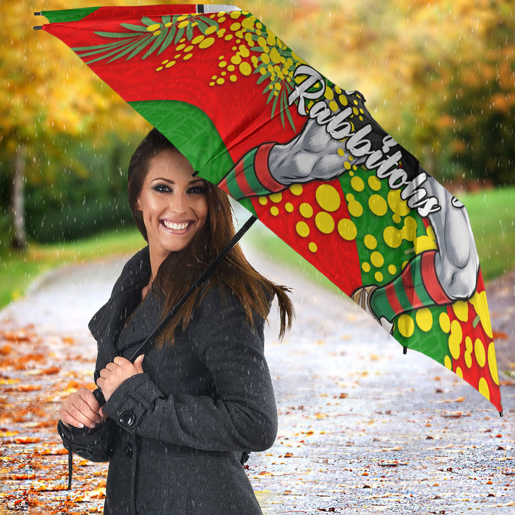 South Sydney Rabbitohs Umbrella Golden Wattle Floral Polynesian - Australian Flower - Rugby Mascot