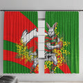 South Sydney Rabbitohs Window Curtain Golden Wattle Floral Polynesian - Australian Flower - Rugby Mascot