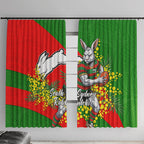 South Sydney Rabbitohs Window Curtain Golden Wattle Floral Polynesian - Australian Flower - Rugby Mascot