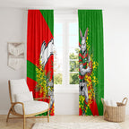South Sydney Rabbitohs Window Curtain Golden Wattle Floral Polynesian - Australian Flower - Rugby Mascot