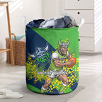 Canberra Raiders Laundry Basket Golden Wattle Floral Polynesian - Australian Flower - Rugby Mascot