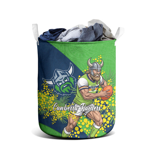 Canberra Raiders Laundry Basket Golden Wattle Floral Polynesian - Australian Flower - Rugby Mascot