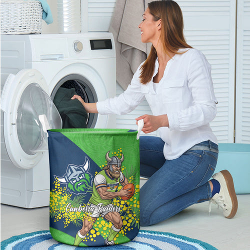 Canberra Raiders Laundry Basket Golden Wattle Floral Polynesian - Australian Flower - Rugby Mascot
