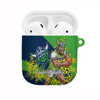 Canberra Raiders AirPods Case Golden Wattle Floral Polynesian - Australian Flower - Rugby Mascot