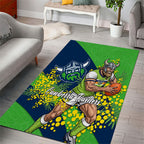 Canberra Raiders Area Rug Golden Wattle Floral Polynesian - Australian Flower - Rugby Mascot