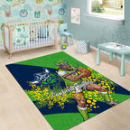 Canberra Raiders Area Rug Golden Wattle Floral Polynesian - Australian Flower - Rugby Mascot