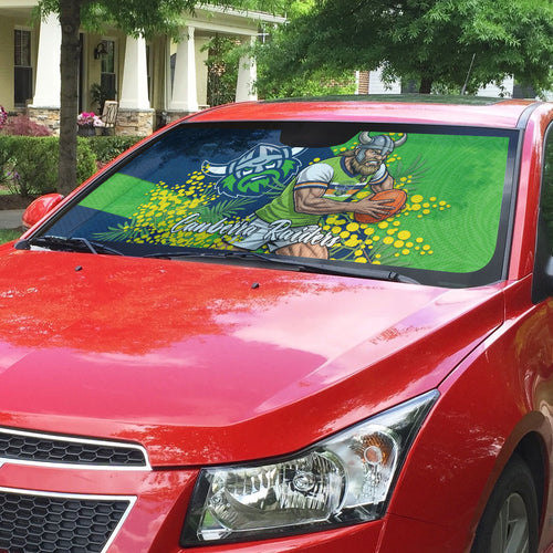 Canberra Raiders Auto Sun Shade Golden Wattle Floral Polynesian - Australian Flower - Rugby Mascot