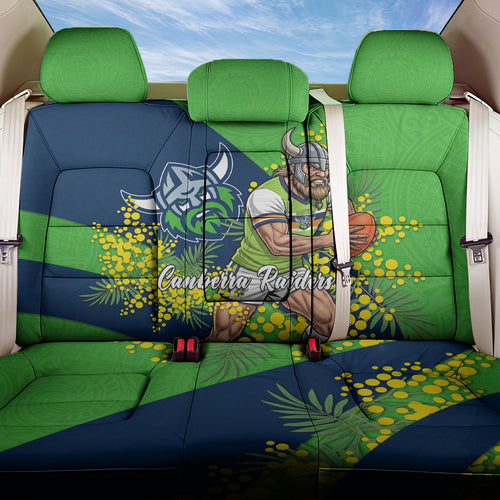 Canberra Raiders Back Car Seat Cover Golden Wattle Floral Polynesian - Australian Flower - Rugby Mascot