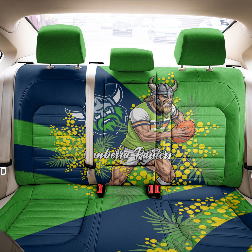Canberra Raiders Back Car Seat Cover Golden Wattle Floral Polynesian - Australian Flower - Rugby Mascot