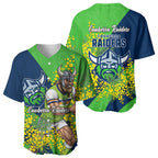 Canberra Raiders Baseball Jersey Golden Wattle Floral Polynesian - Australian Flower - Rugby Mascot
