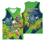 Canberra Raiders Basketball Jersey Golden Wattle Floral Polynesian - Australian Flower - Rugby Mascot