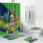 Canberra Raiders Bathroom Set Golden Wattle Floral Polynesian - Australian Flower - Rugby Mascot