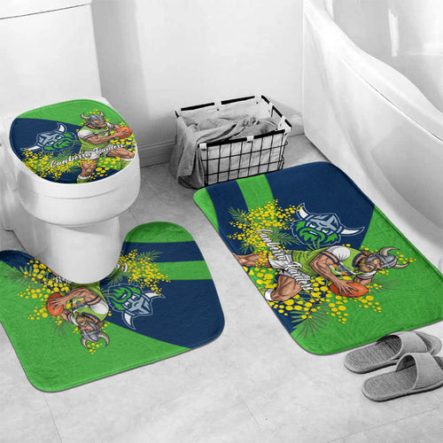 Canberra Raiders Bathroom Set Golden Wattle Floral Polynesian - Australian Flower - Rugby Mascot