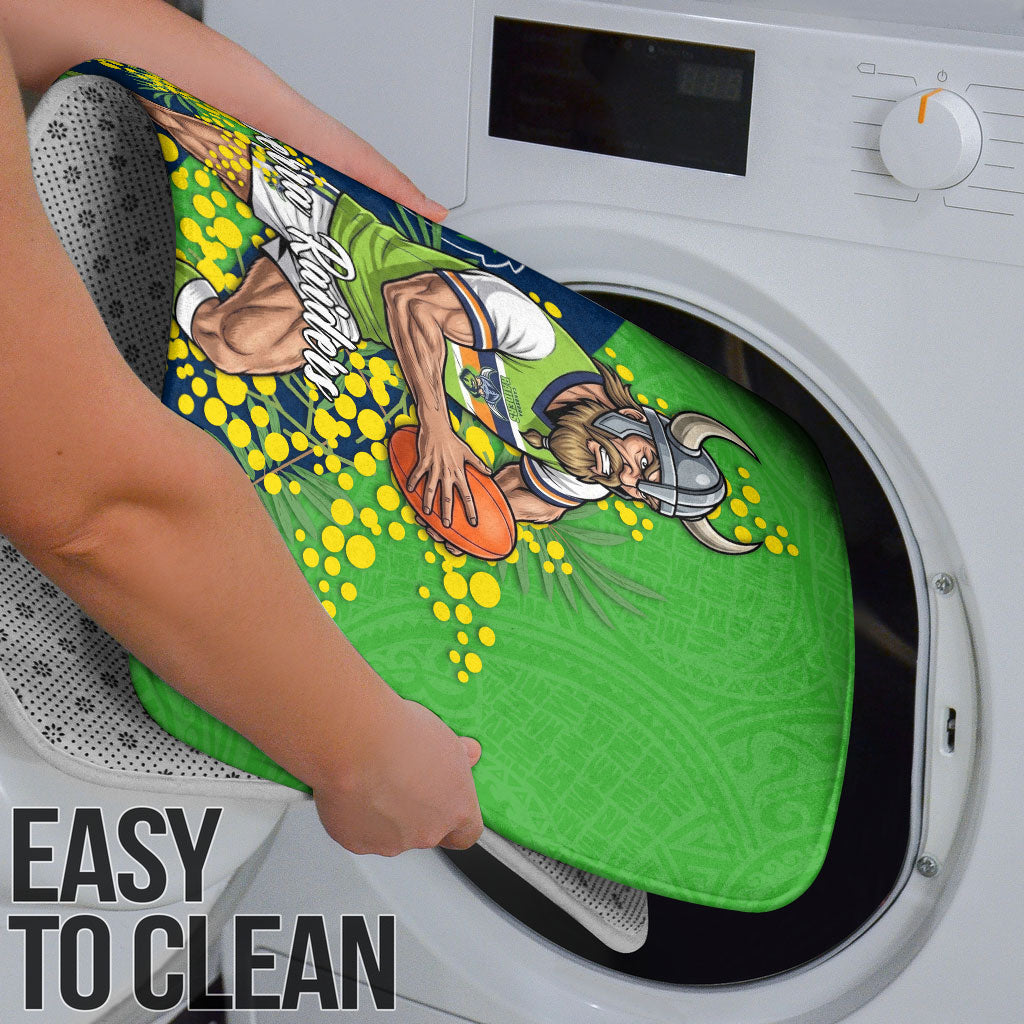 Canberra Raiders Bathroom Set Golden Wattle Floral Polynesian - Australian Flower - Rugby Mascot