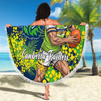Canberra Raiders Beach Blanket Golden Wattle Floral Polynesian - Australian Flower - Rugby Mascot