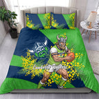 Canberra Raiders Bedding Set Golden Wattle Floral Polynesian - Australian Flower - Rugby Mascot