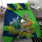 Canberra Raiders Bedding Set Golden Wattle Floral Polynesian - Australian Flower - Rugby Mascot