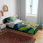 Canberra Raiders Bedding Set Golden Wattle Floral Polynesian - Australian Flower - Rugby Mascot
