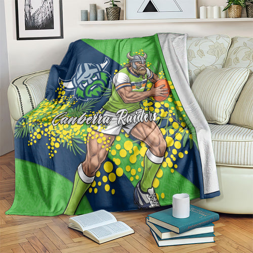 Canberra Raiders Blanket Golden Wattle Floral Polynesian - Australian Flower - Rugby Mascot