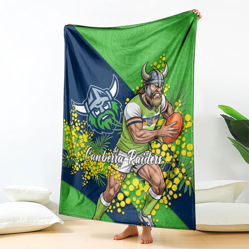 Canberra Raiders Blanket Golden Wattle Floral Polynesian - Australian Flower - Rugby Mascot