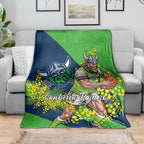 Canberra Raiders Blanket Golden Wattle Floral Polynesian - Australian Flower - Rugby Mascot