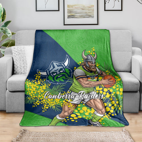 Canberra Raiders Blanket Golden Wattle Floral Polynesian - Australian Flower - Rugby Mascot