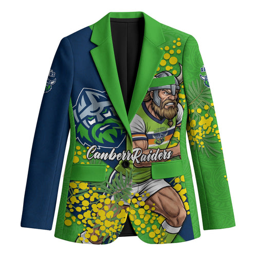 Canberra Raiders Blazer Golden Wattle Floral Polynesian - Australian Flower - Rugby Mascot