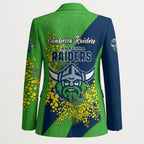 Canberra Raiders Blazer Golden Wattle Floral Polynesian - Australian Flower - Rugby Mascot