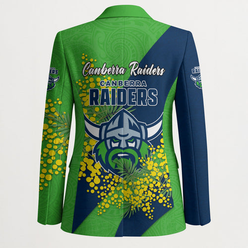 Canberra Raiders Blazer Golden Wattle Floral Polynesian - Australian Flower - Rugby Mascot
