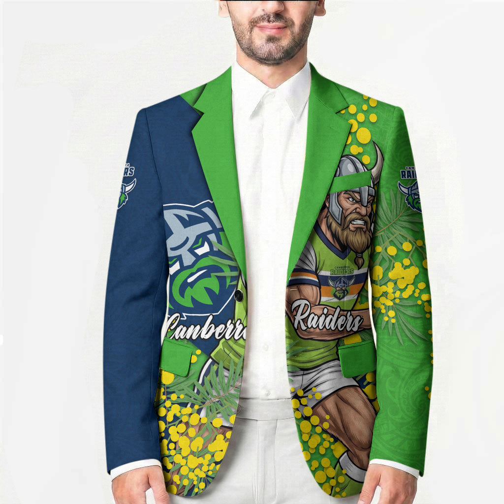 Canberra Raiders Blazer Golden Wattle Floral Polynesian - Australian Flower - Rugby Mascot
